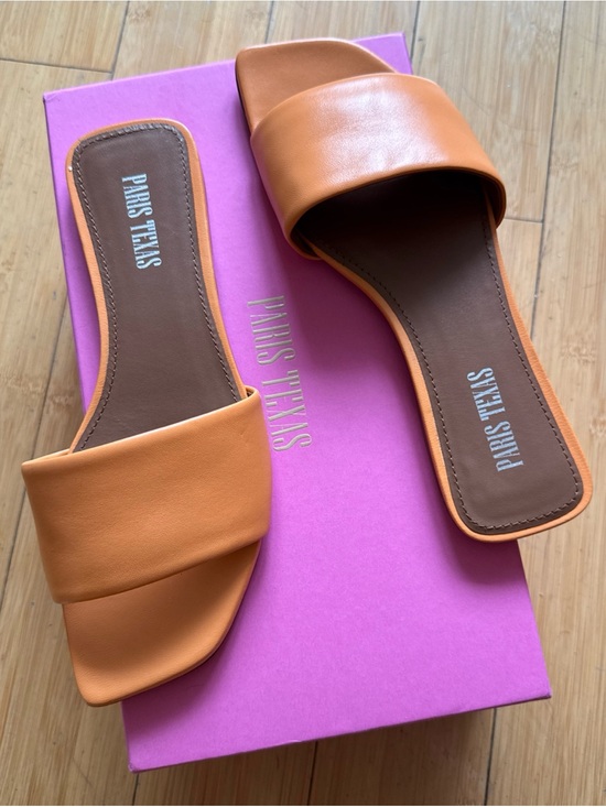 Paris Texas Shoes - Paris Texas Tan-Orange Leather Slide Mules